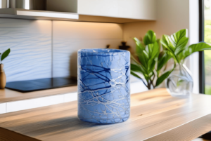 Glass Cup Blue Swirl
