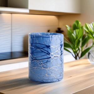 Glass Cup Blue Swirl