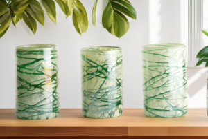 Glass Green Swirl Cup