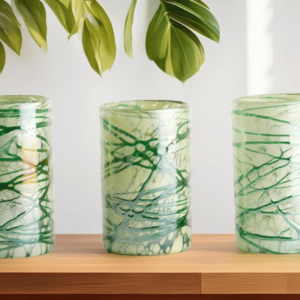 Glass Green Swirl Cup
