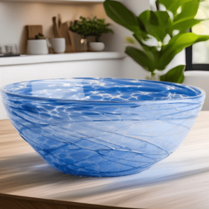 Glass Salad Bowl Blue