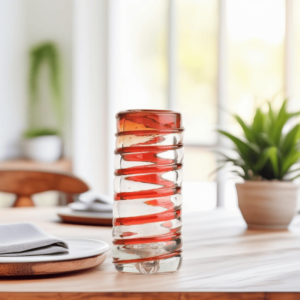Glass Tequila Shot Red Swirl