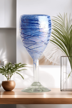 Glass White Wine Blue - Imagen 2