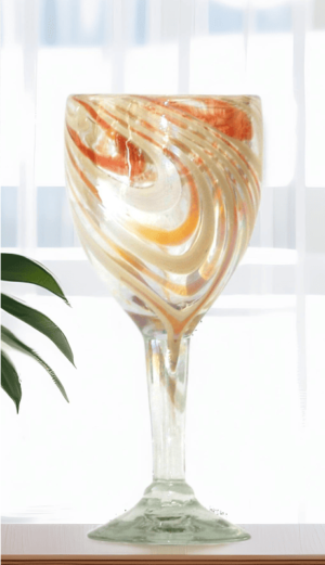 Glass White Wine Orange Swirl