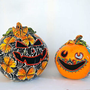 Calabaza Talavera Ceramic Pumpkins (Set of 2)